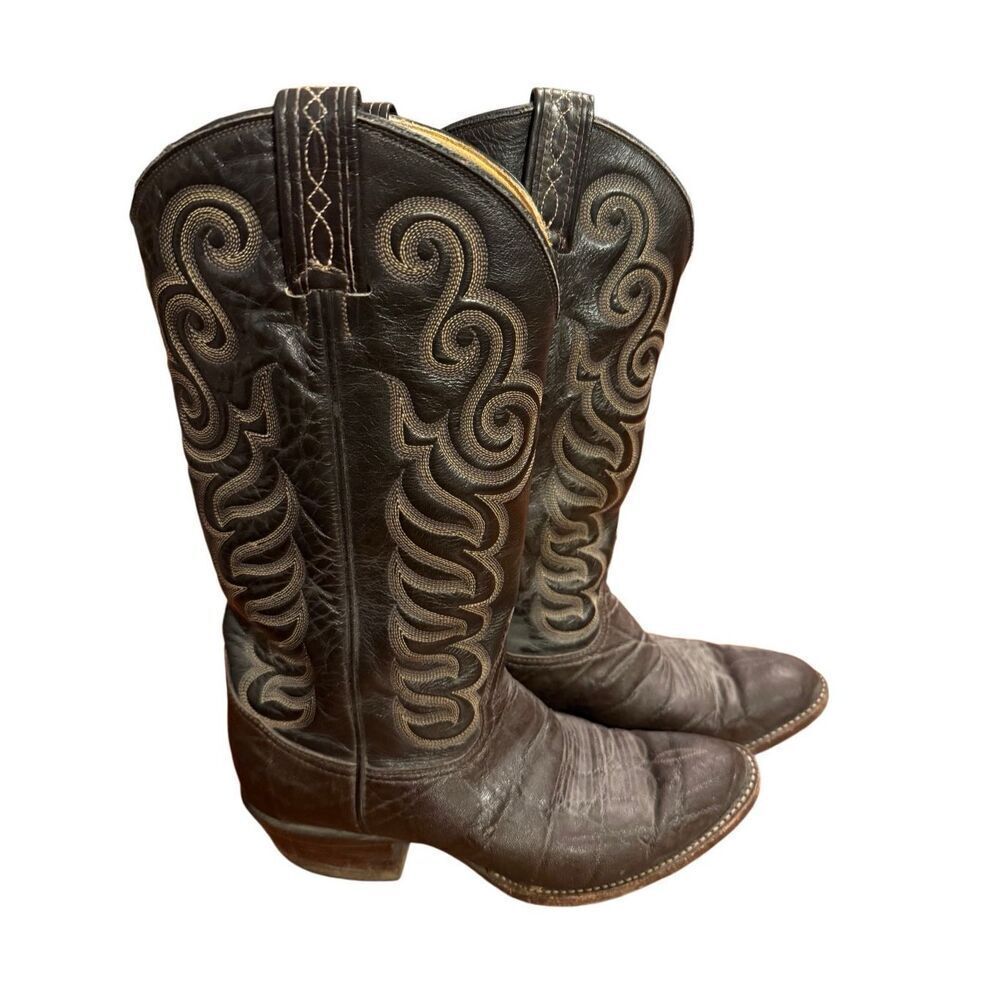 Tony Lama Vintage Men’s Exotic Leather Brown‎ Gold Label Cowboy Western Boots Sz